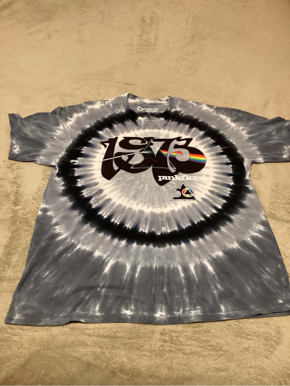 Liquid Blue Men’s Black, Gray & White Tie-Dye Pink Floyd Graphic Tee, XL, NWOT